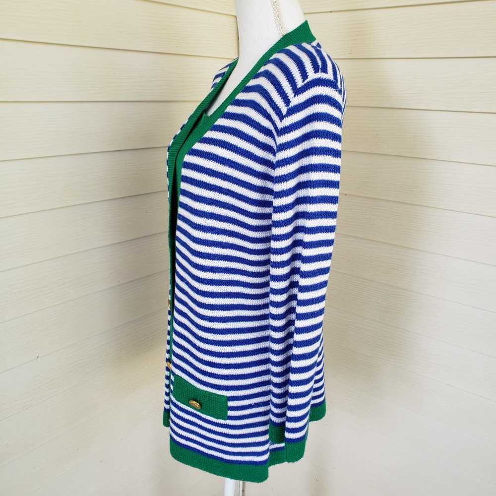 Vintage 80s Ami Knits Neiman Marcus Long Knit Button up Striped Cardigan Sweater - Picture 5 of 10